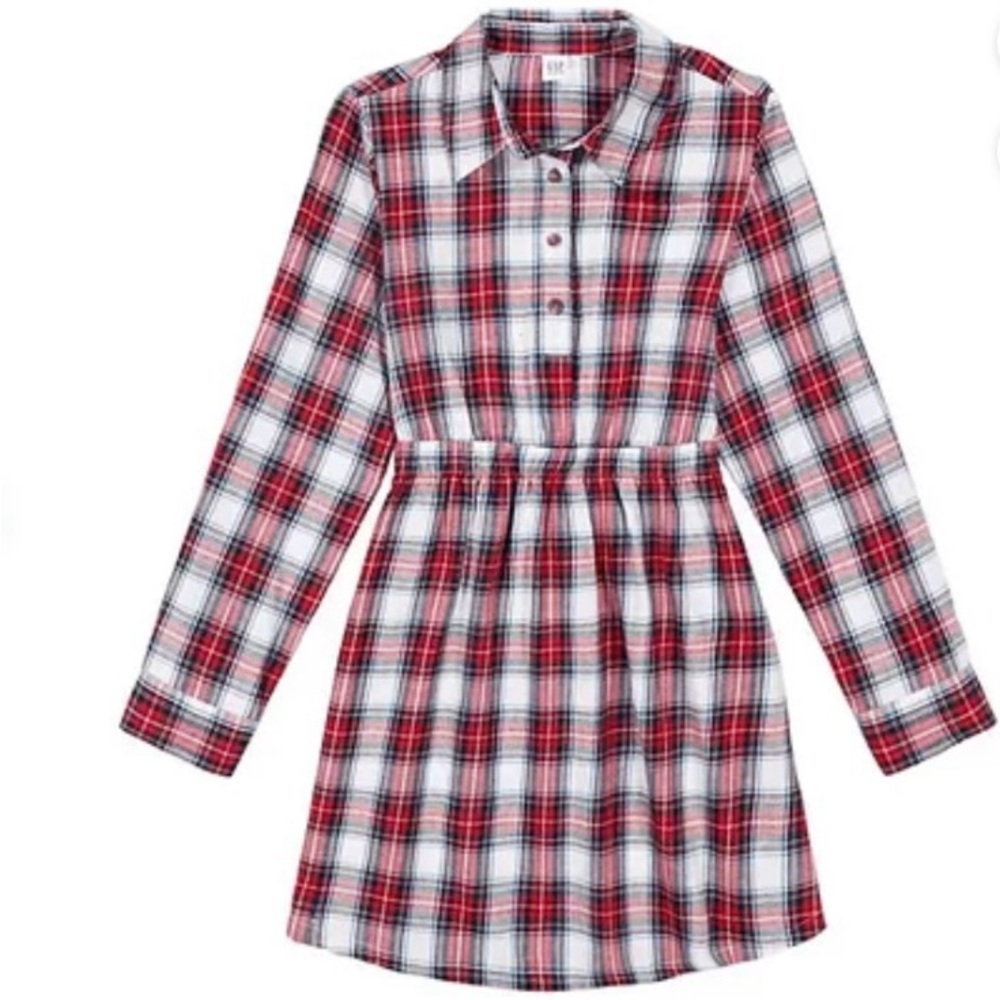 Gap Kids Girls Casual Knee Length Long Sleeve Dress Red Plaid L 10/12